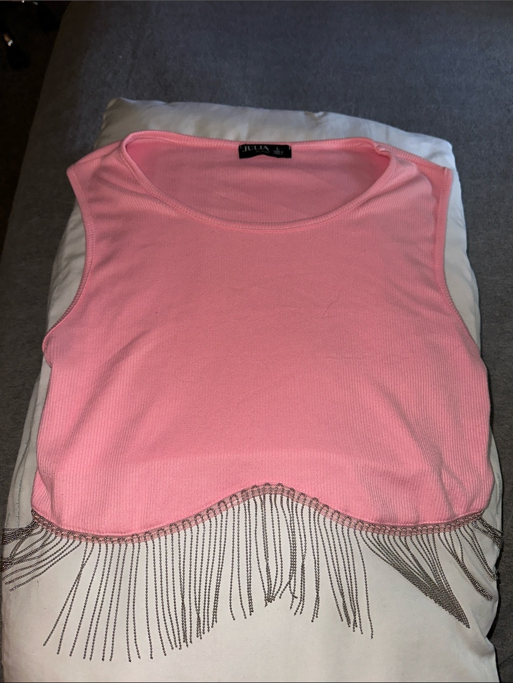 JuliA Pink Sleeveless Fringe Tank Top